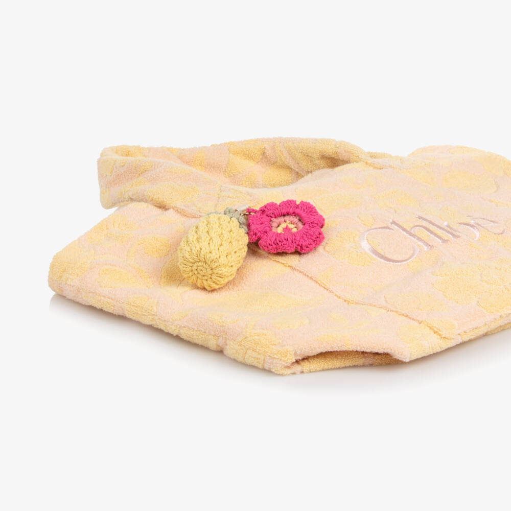 Chloé-Girls Pink & Yellow Floral Towelling Tote Bag (42cm) | Childrensalon