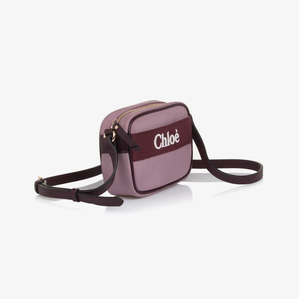 Chloé-Girls Purple Shoulder Bag with Embroidered Logo (16cm) | Childrensalon