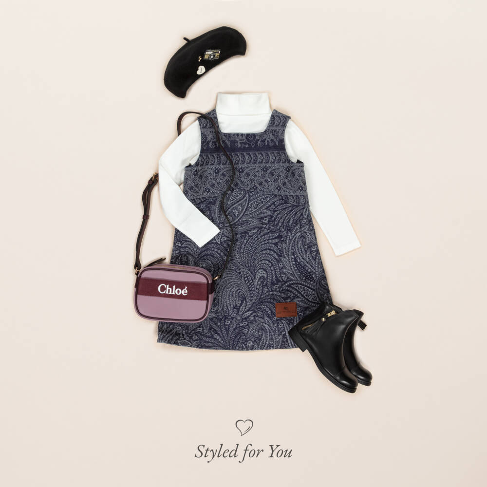 Chloé-Girls Purple Shoulder Bag with Embroidered Logo (16cm) | Childrensalon