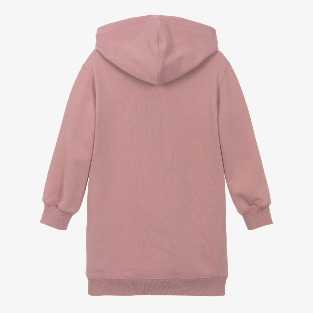 Chloé-Girls Rose Pink Cotton Jersey Hooded Dress | Childrensalon