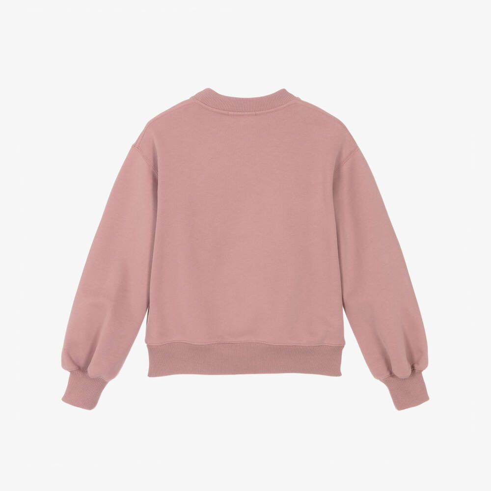 Chloé-Girls Rose Pink Cotton Sweatshirt | Childrensalon