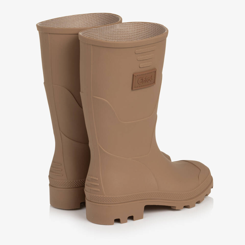Chloé-Girls Rosy Brown Rubber Rain Boots | Childrensalon