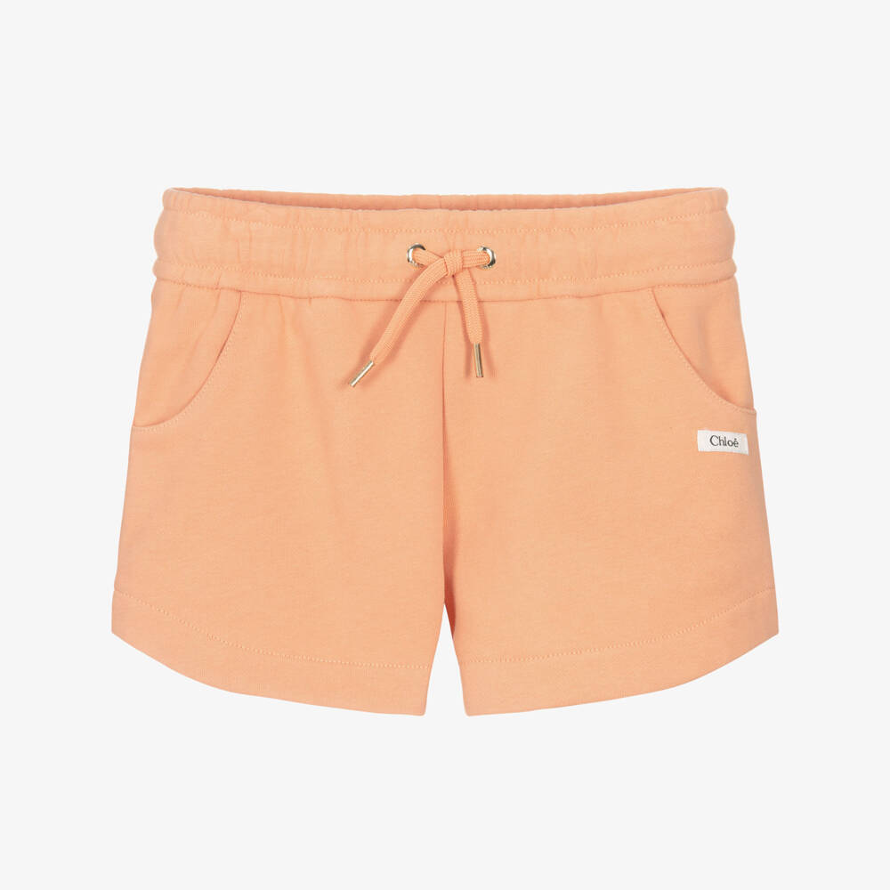 Chloé-Girls Terracotta Orange Cotton Jersey Shorts | Childrensalon