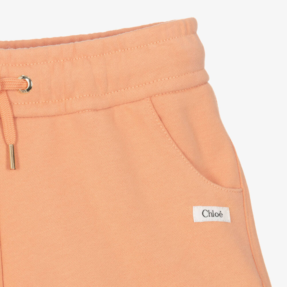 Chloé-Girls Terracotta Orange Cotton Jersey Shorts | Childrensalon