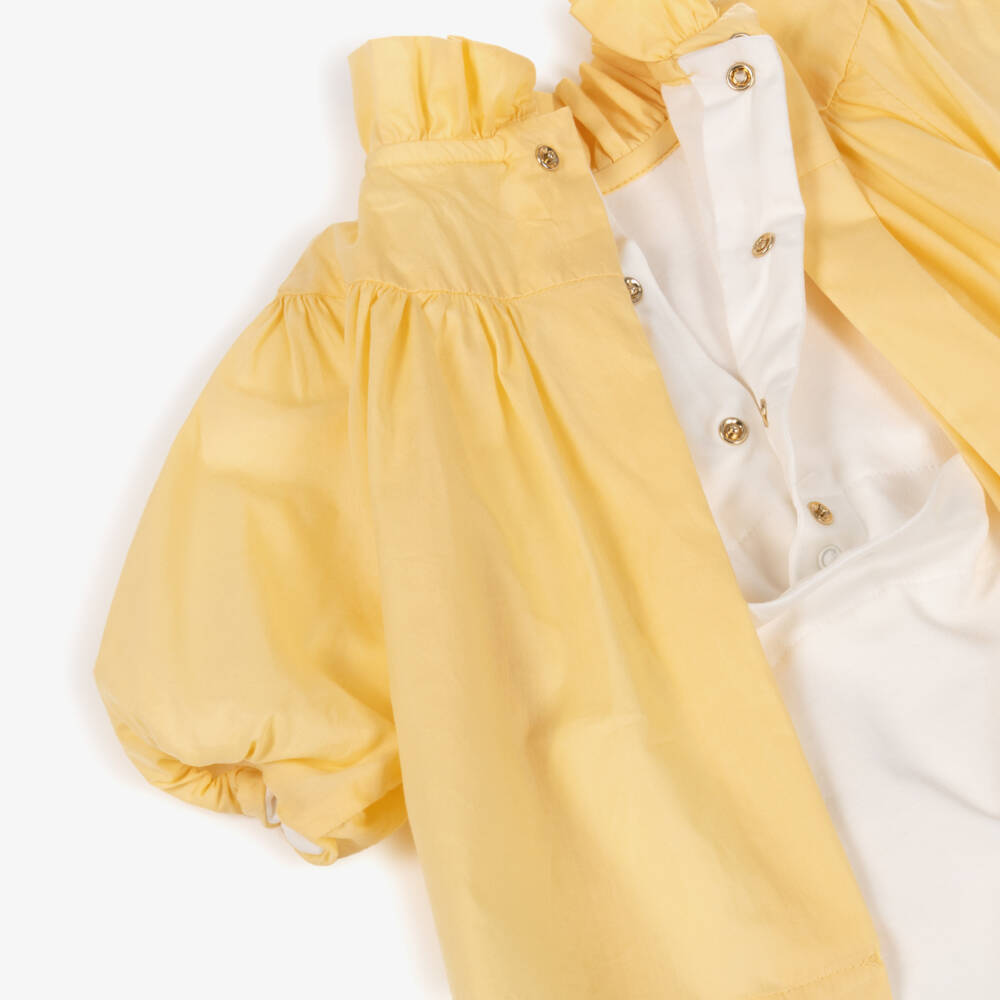Chloé-Girls White Babygrow with Yellow Blouse | Childrensalon
