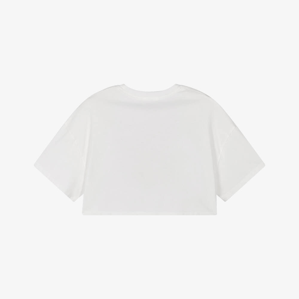Chloé-Girls White Cotton Jersey Boxy Fit T-Shirt | Childrensalon