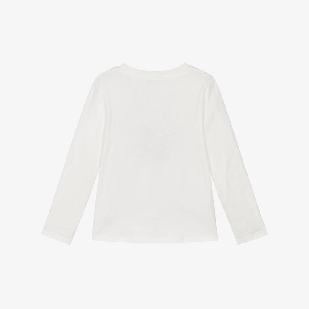 Chloé-Лонгслив белый из хлопкового трикотажа для девочек | Childrensalon