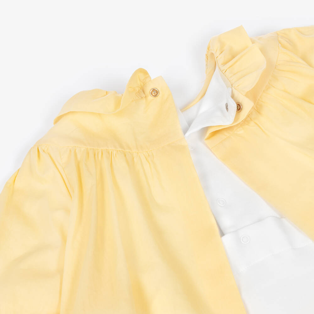 Chloé-Girls White & Yellow Babygrow Gift Set | Childrensalon