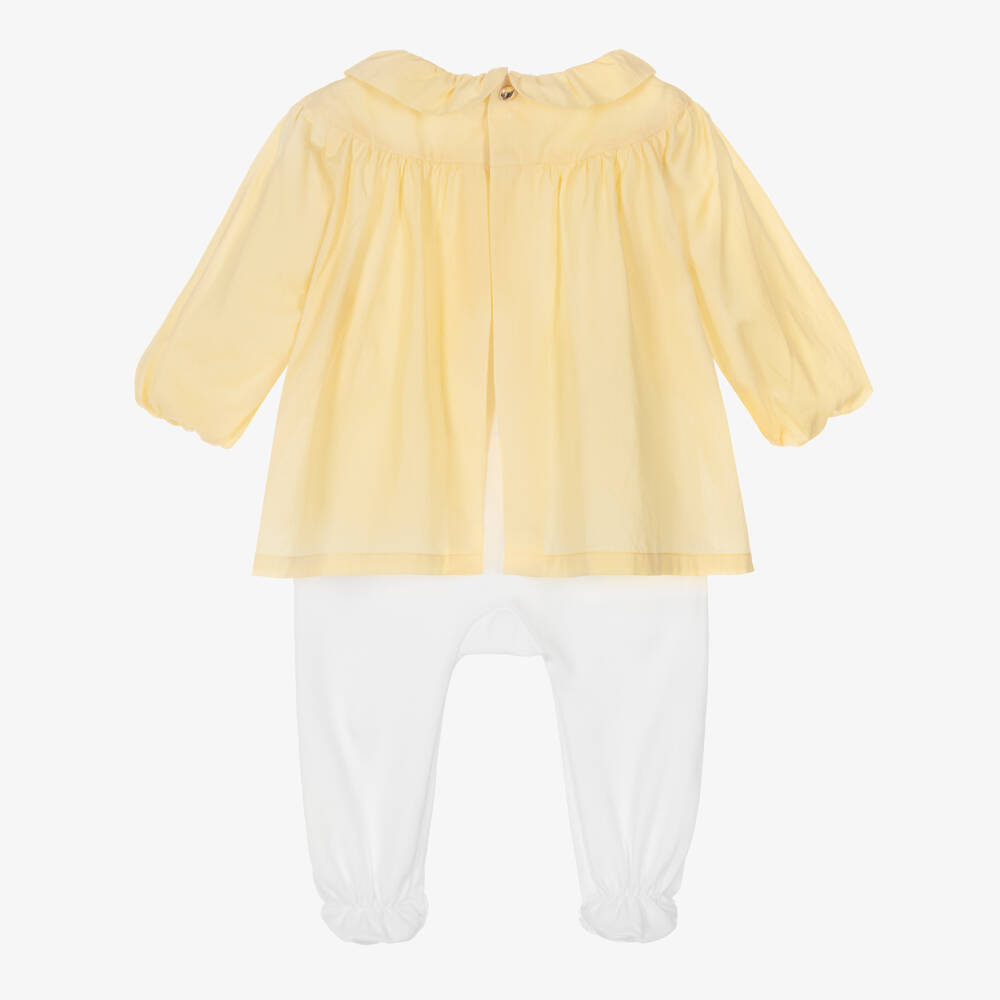 Chloé-Girls White & Yellow Babygrow Gift Set | Childrensalon