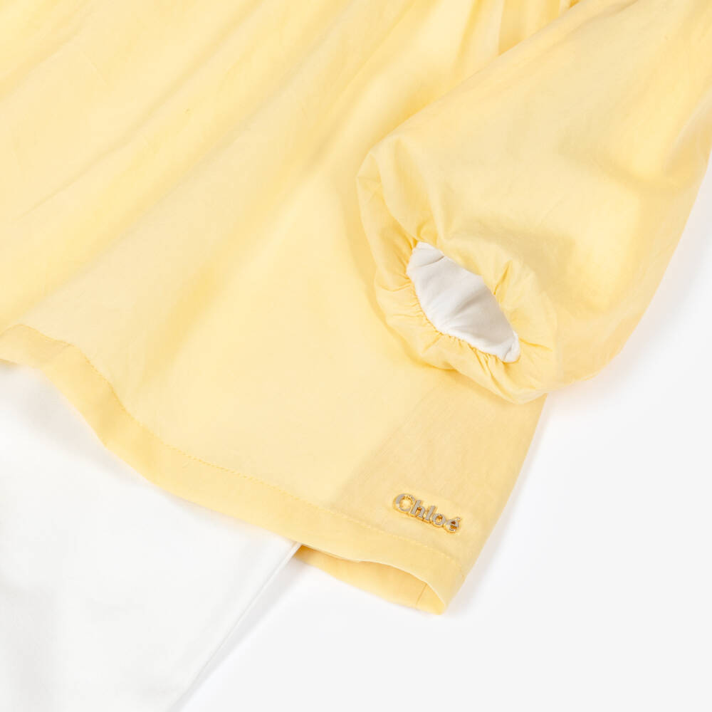 Chloé-Girls White & Yellow Babygrow Gift Set | Childrensalon