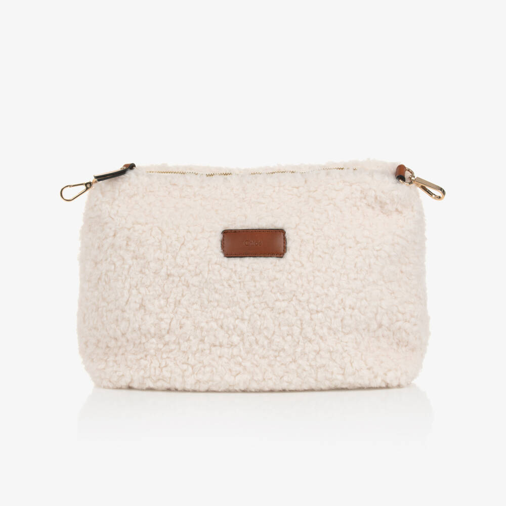 Chloé-Ivory Sherpa Fleece Changing Bag (41cm) | Childrensalon