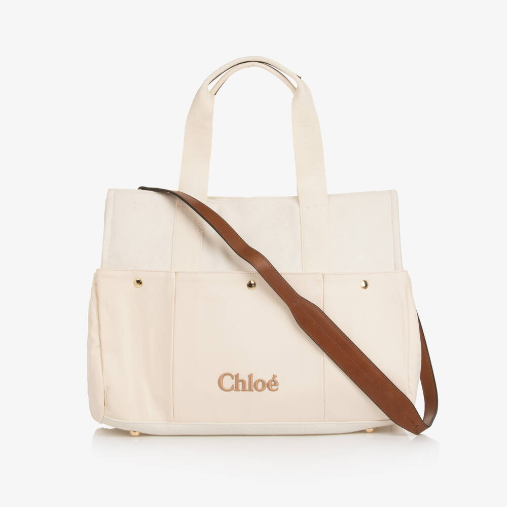 Chloé-Ivory Wool Changing Bag with Pouch & Mat (41cm) | Childrensalon