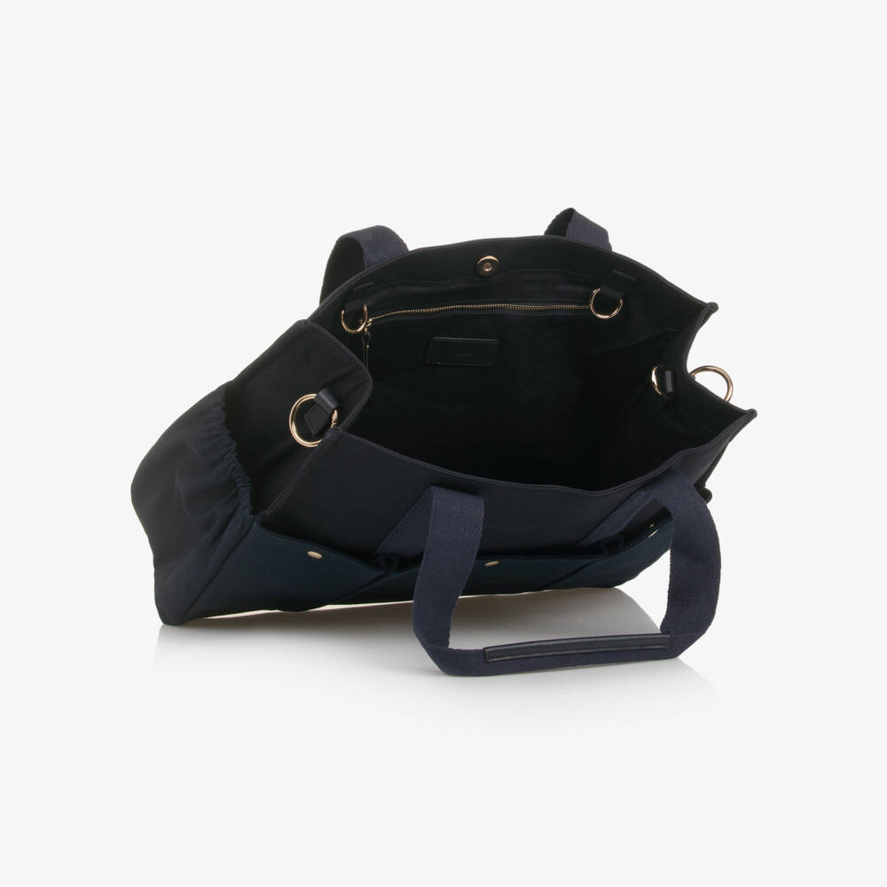 Chloé-Navy Blue Canvas Changing Bag with Pouch & Mat (41cm) | Childrensalon