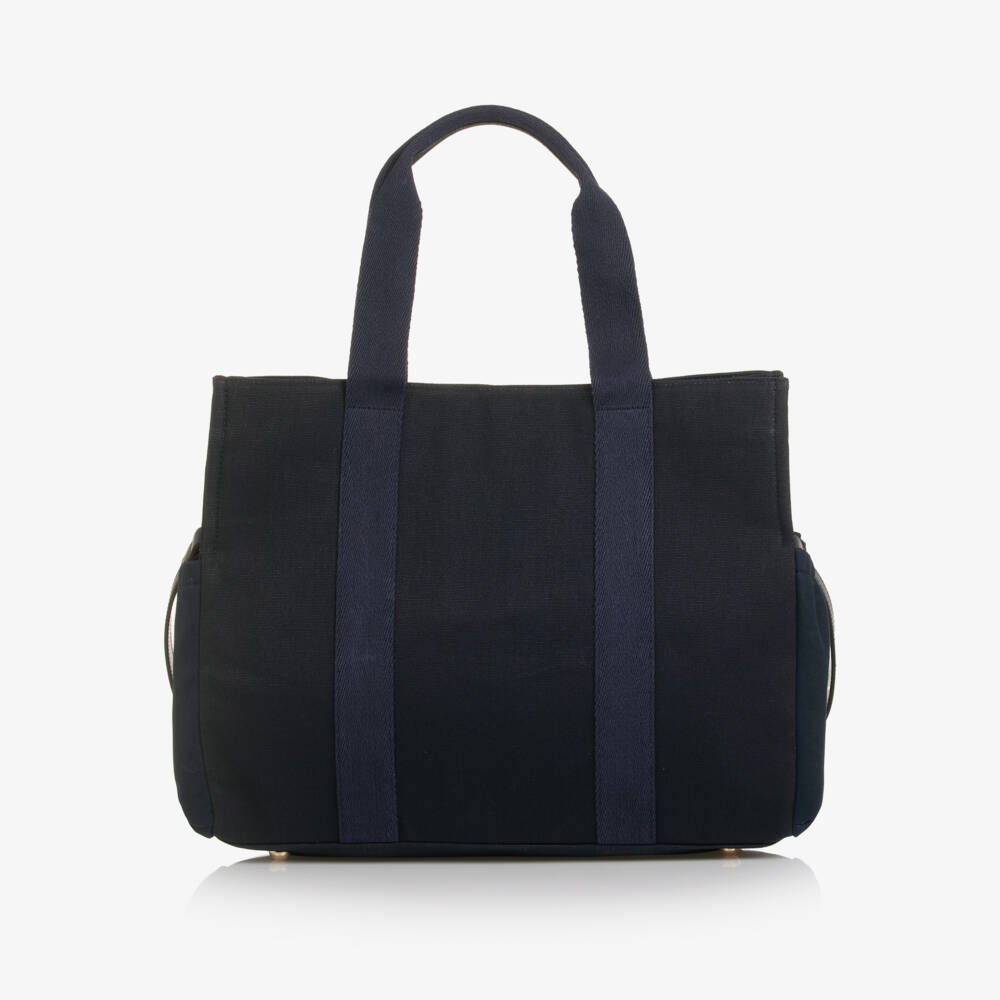 Chloé-Navy Blue Canvas Changing Bag with Pouch & Mat (41cm) | Childrensalon
