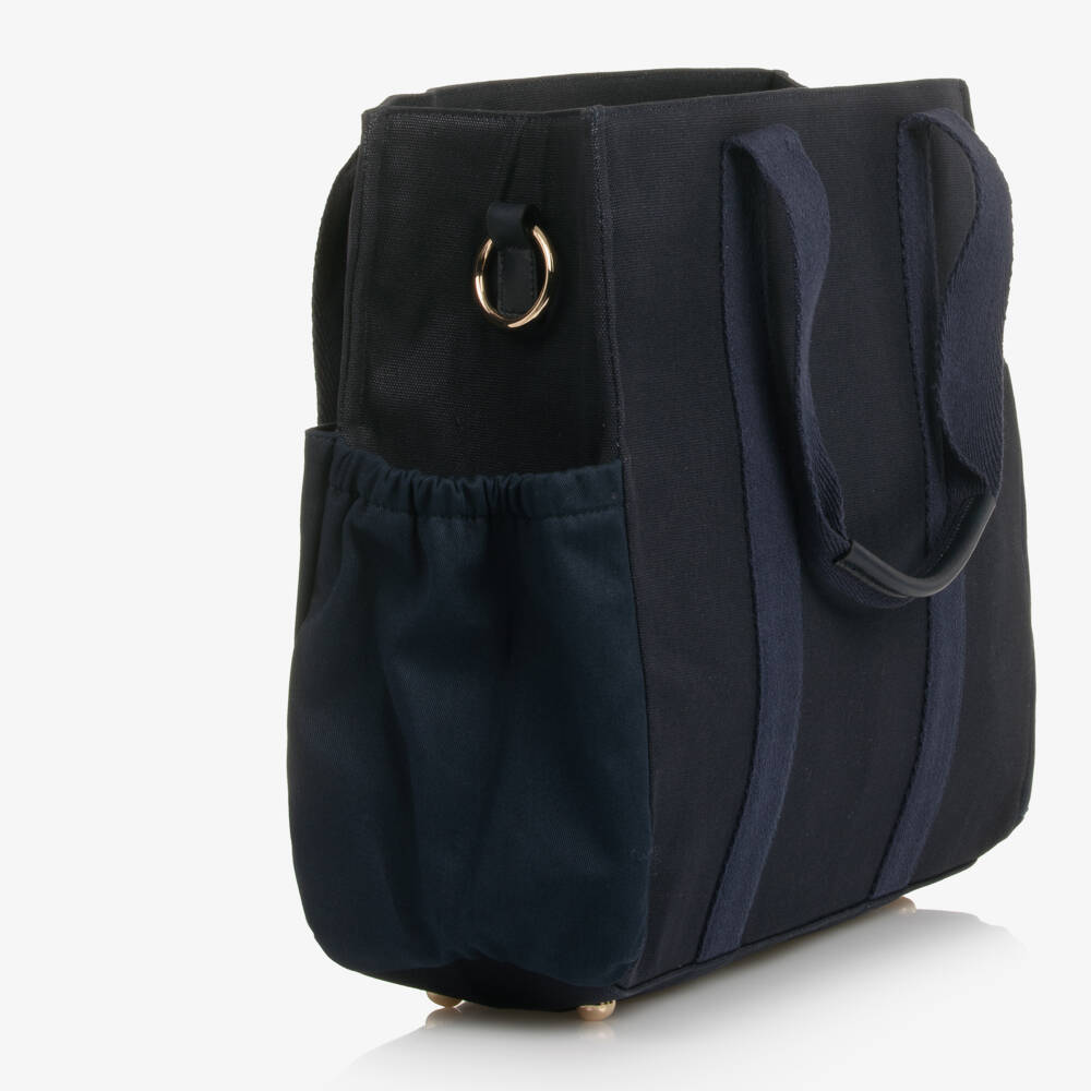 Chloé-Navy Blue Canvas Changing Bag with Pouch & Mat (41cm) | Childrensalon