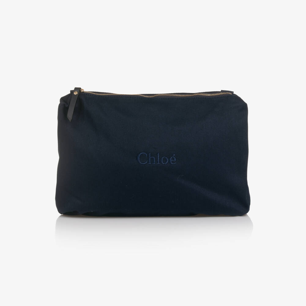 Chloé-Navy Blue Canvas Changing Bag with Pouch & Mat (41cm) | Childrensalon
