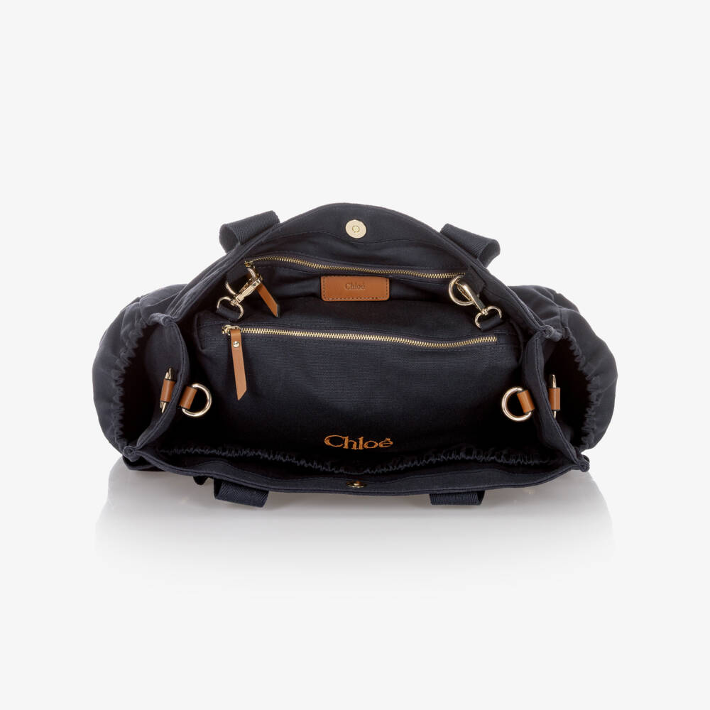 Chloé-Navy Blue Horse Medal Changing Bag with Pouch & Mat (41cm) | Childrensalon