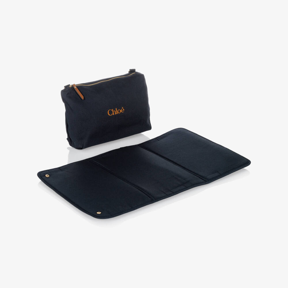 Chloé-Navy Blue Horse Medal Changing Bag with Pouch & Mat (41cm) | Childrensalon