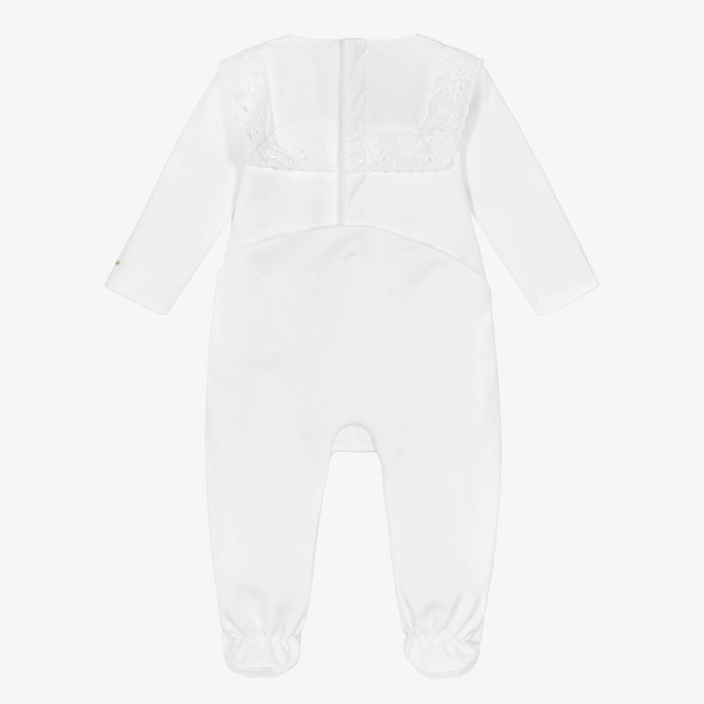 Chloé-White Embroidered Babygrow & Blanket Gift Set | Childrensalon