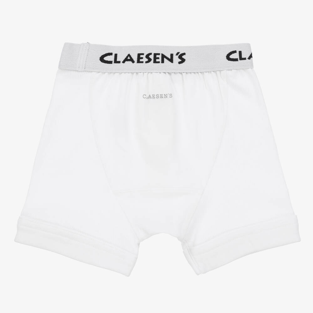 Claesen's-Boys White Cotton Boxer Shorts (2 Pack) | Childrensalon