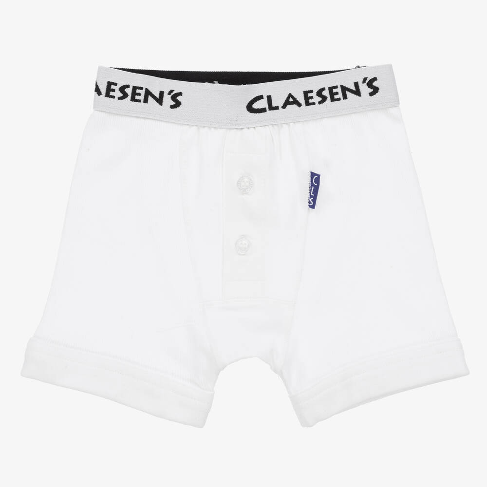 Claesen's-Boys White Cotton Boxer Shorts (2 Pack) | Childrensalon