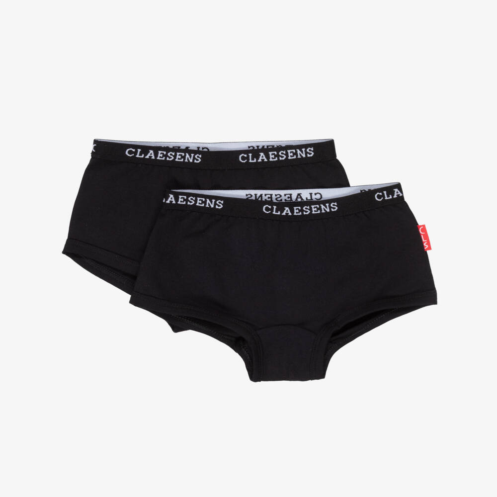 Claesen's-سروال داخلي قطن جيرسي لون أسود للبنات (عدد 2) | Childrensalon