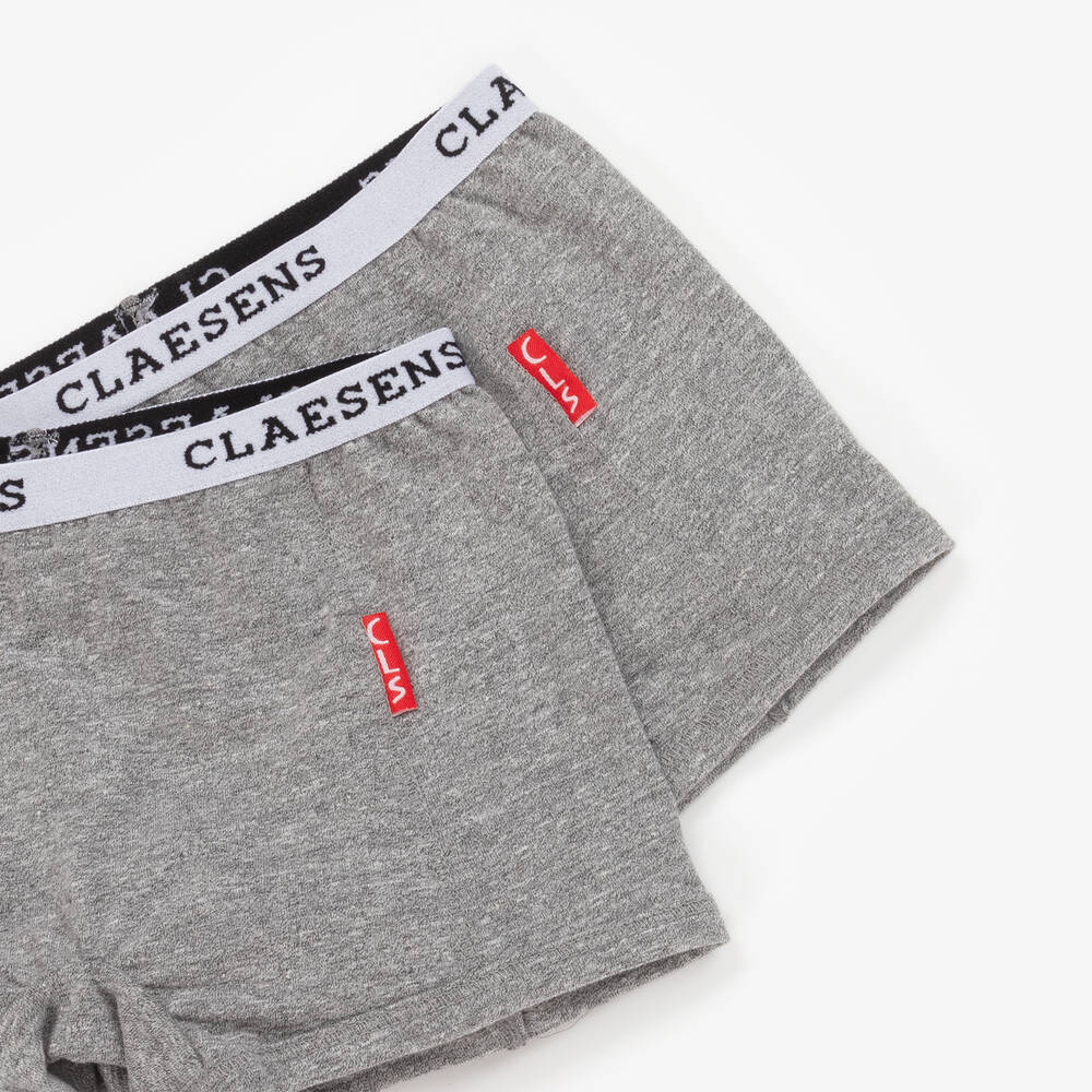 Claesen's-Girls Grey Cotton Knickers (2 Pack) | Childrensalon