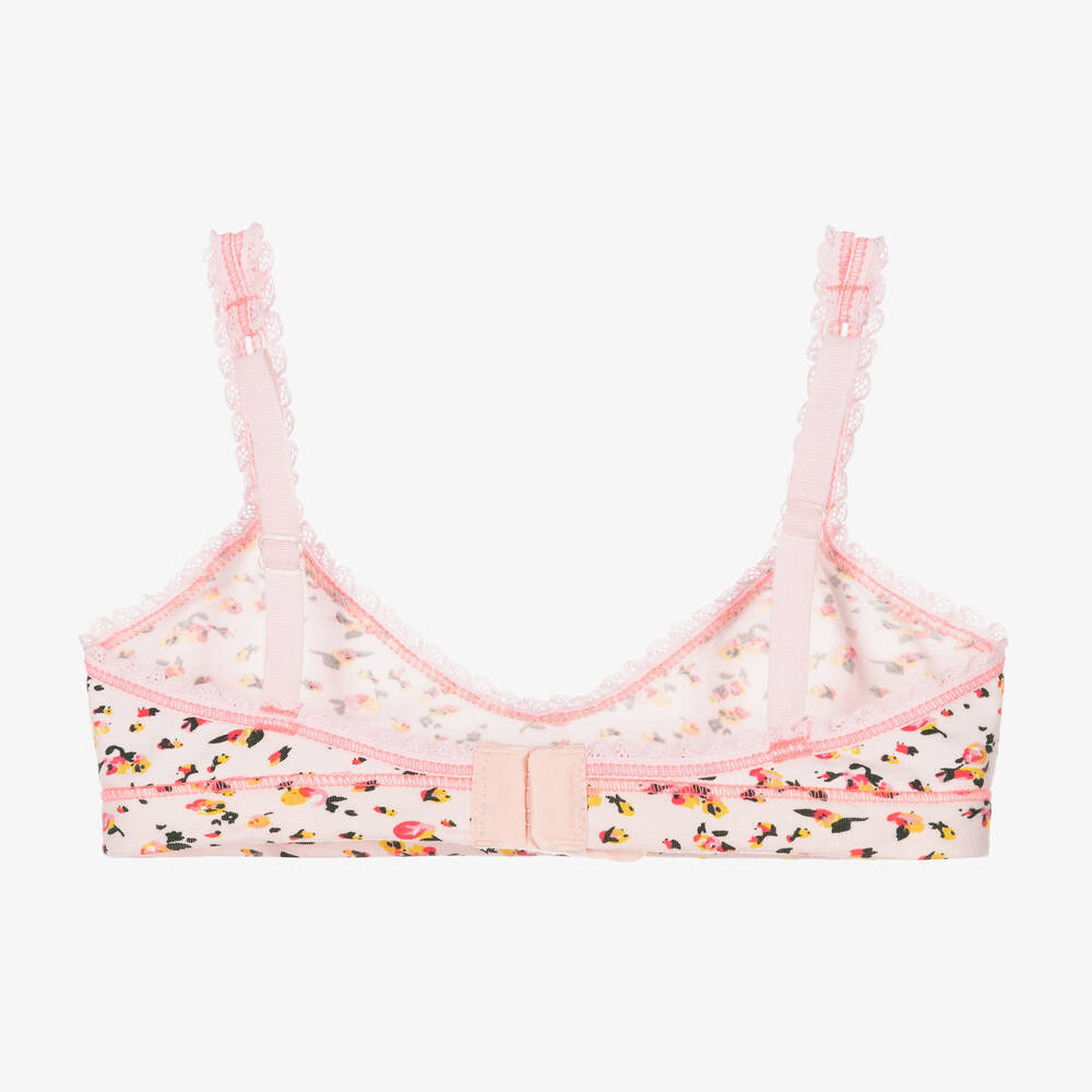 Claesen's-Girls Pink Cotton Jersey Floral Bra | Childrensalon