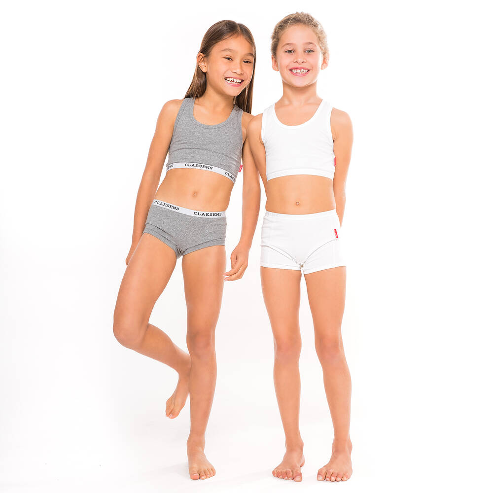 Claesen's-Girls White Cotton Bra Top | Childrensalon