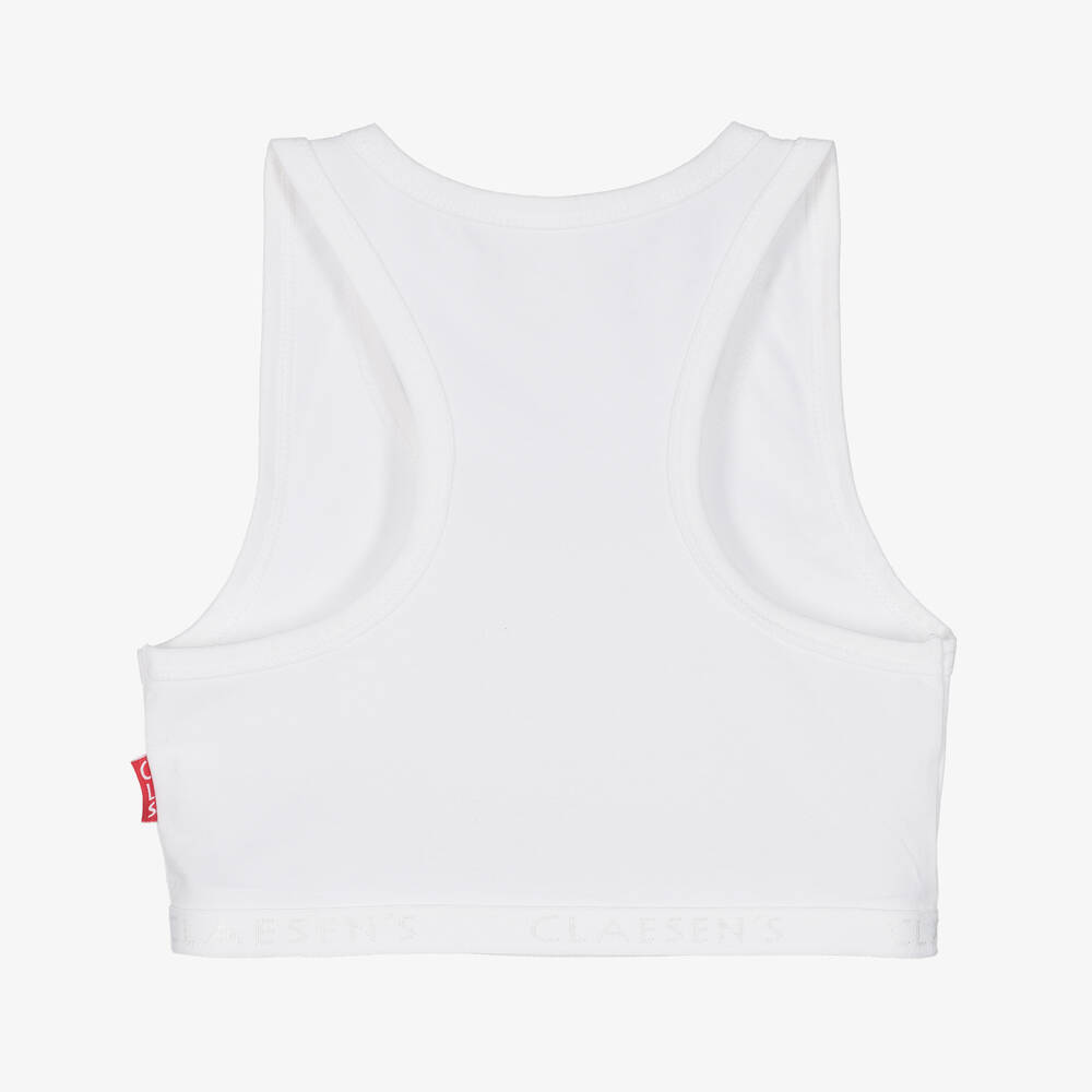 Claesen's-Girls White Cotton Bra Top | Childrensalon
