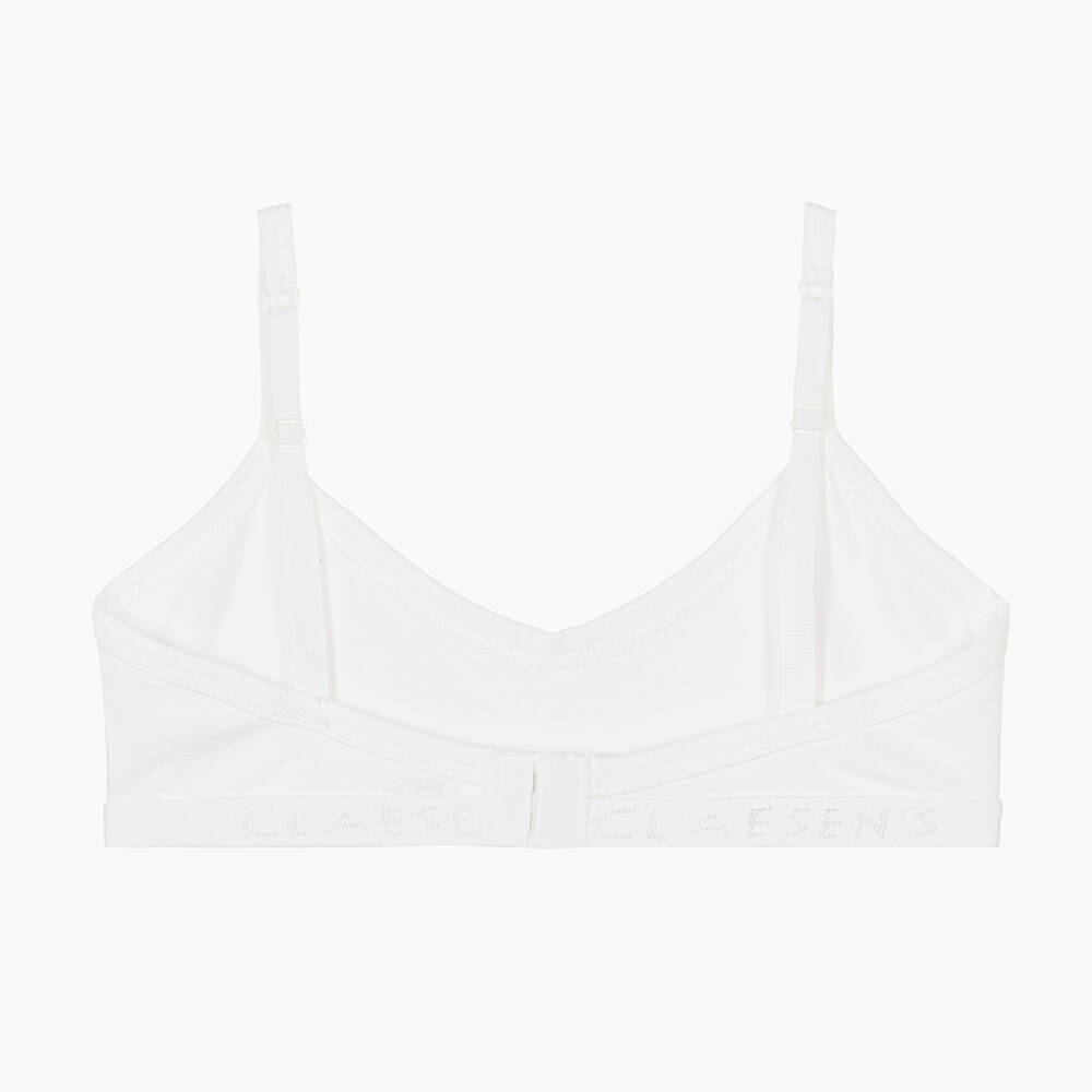 Claesen's-Girls White Cotton Jersey Bra | Childrensalon