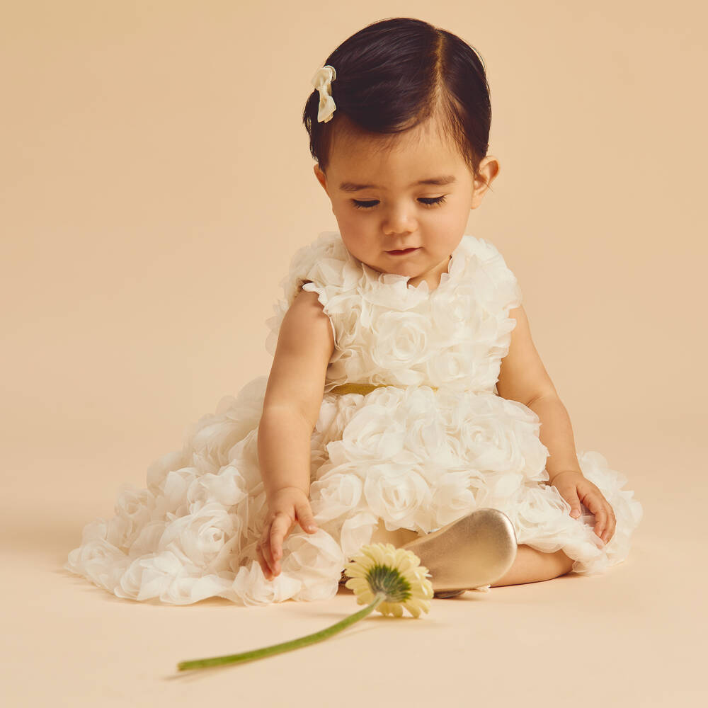 Coeur by Childrensalon-Baby Girls Ivory Floral Organza & Tulle Dress | Childrensalon