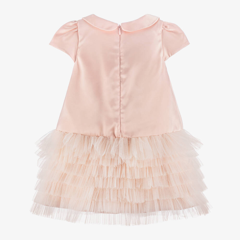 Coeur by Childrensalon-Baby Girls Pink Satin & Tulle Tiered Dress | Childrensalon