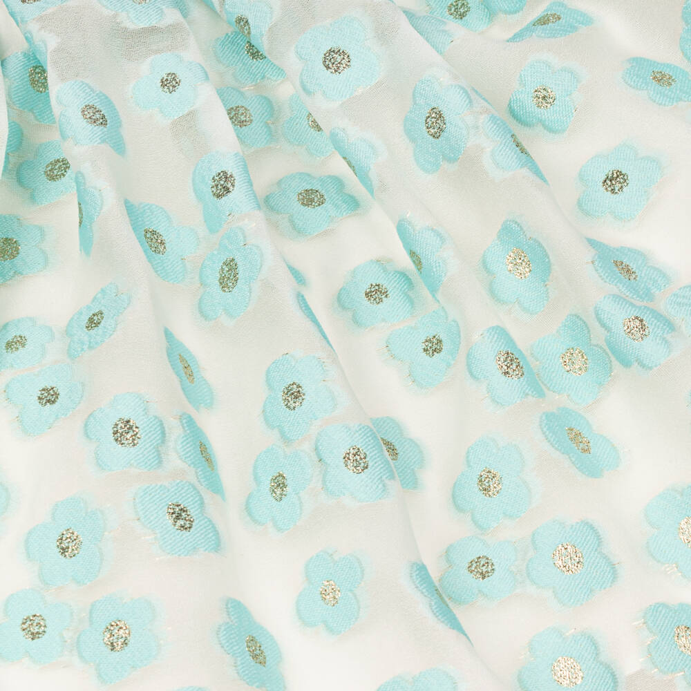 Coeur by Childrensalon-Girls Aqua Blue & White Floral Georgette Skirt Set | Childrensalon