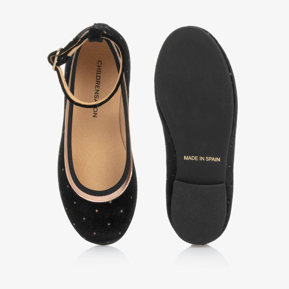 Coeur by Childrensalon-Girls Black Velvet Studded Shoes | Childrensalon
