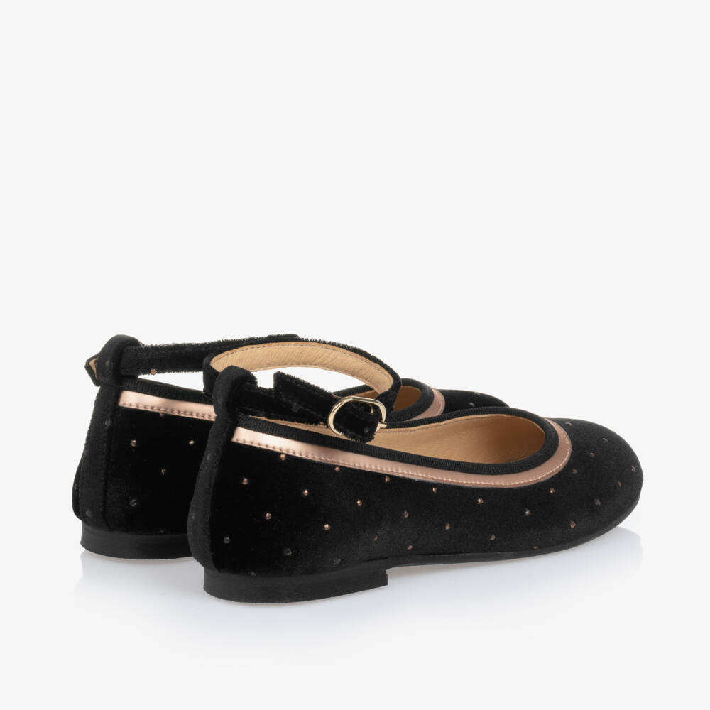 Coeur by Childrensalon-Girls Black Velvet Studded Shoes | Childrensalon