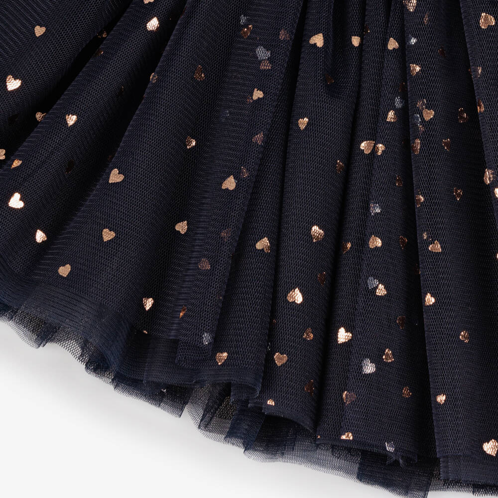 Coeur by Childrensalon-Girls Blue & Gold Hearts Tulle Skirt | Childrensalon