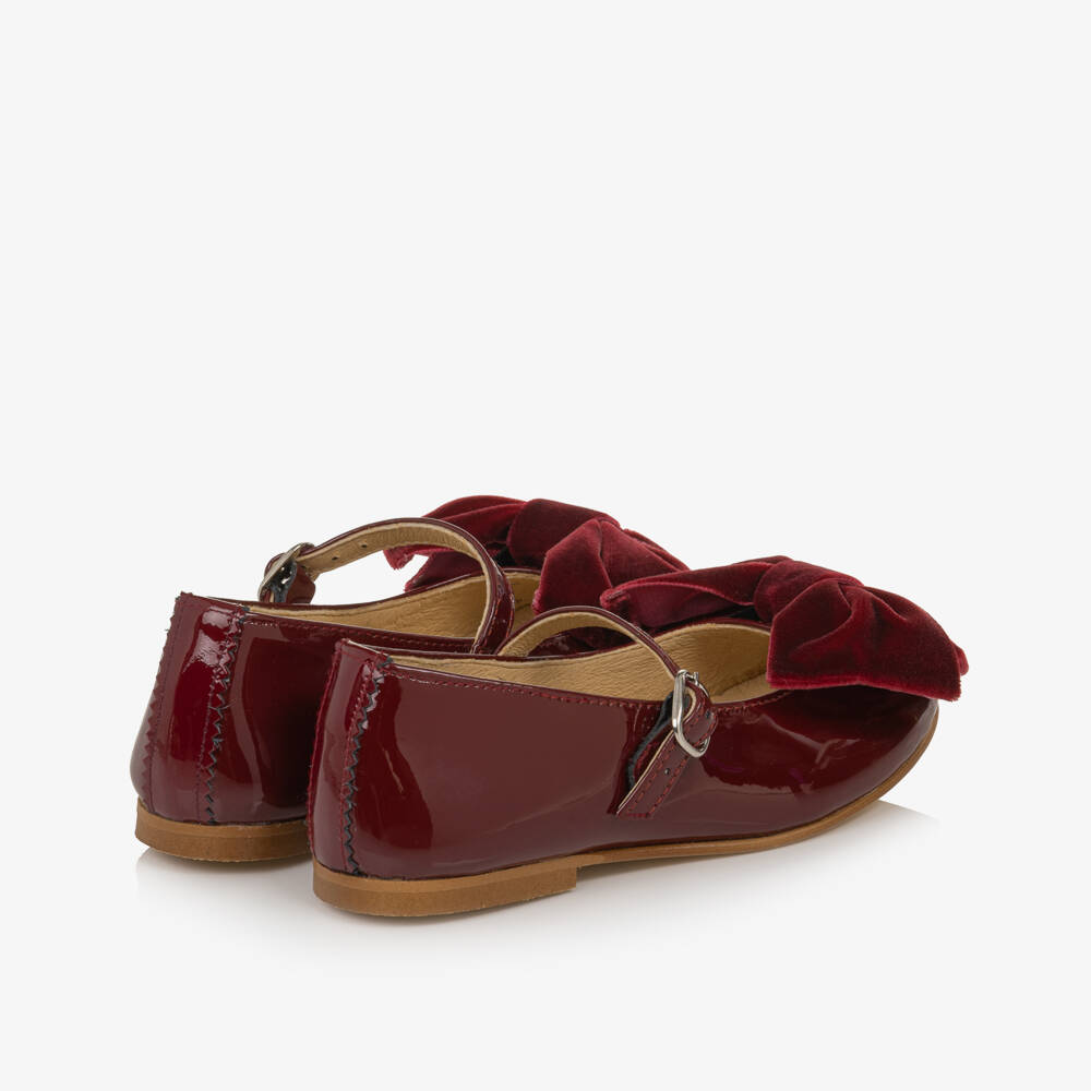 Coeur by Childrensalon-Girls Burgundy Patent Leather & Velvet Bow Shoes | Childrensalon