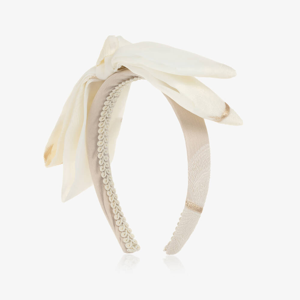 Coeur by Childrensalon-Girls Champagne Gold Butterfly Organza Bow Hairband  | Childrensalon