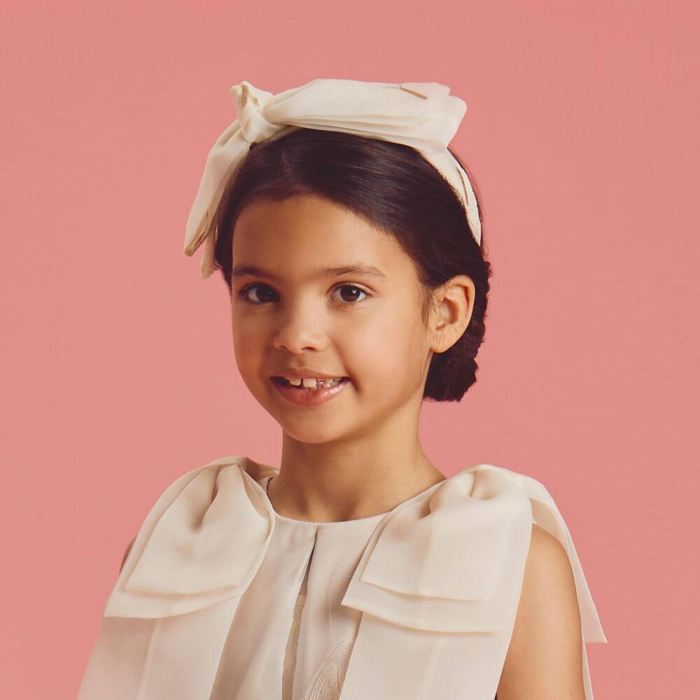 Coeur by Childrensalon-Ободок золотистый с бантом из органзы и бабочками для девочек | Childrensalon