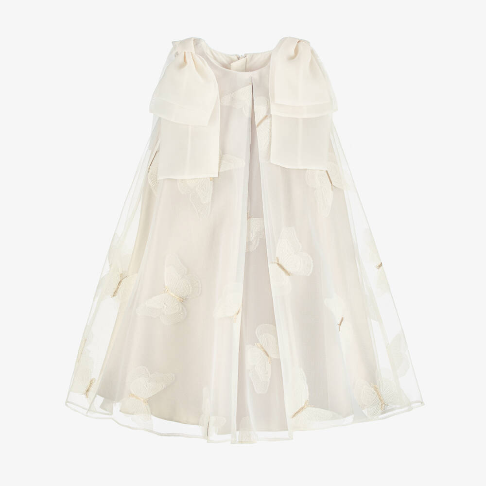 Coeur by Childrensalon-Girls Champagne Gold Butterfly Organza Dress | Childrensalon