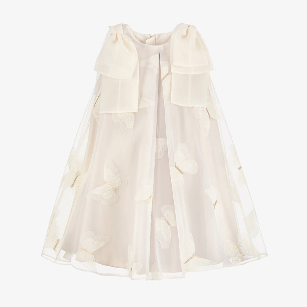 Coeur by Childrensalon-Girls Champagne Gold Butterfly Organza Dress | Childrensalon