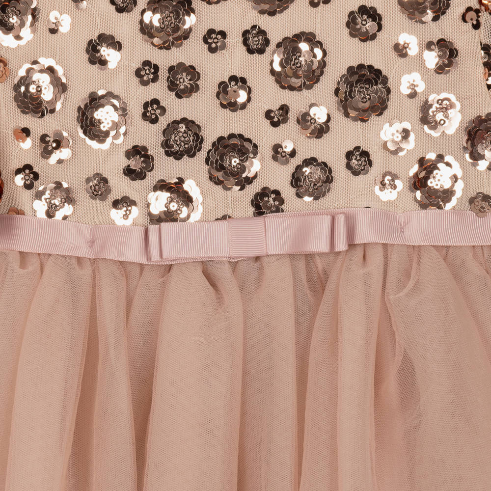 Coeur by Childrensalon-Girls Dusky Pink Tulle Dress with Sequinned Cape | Childrensalon