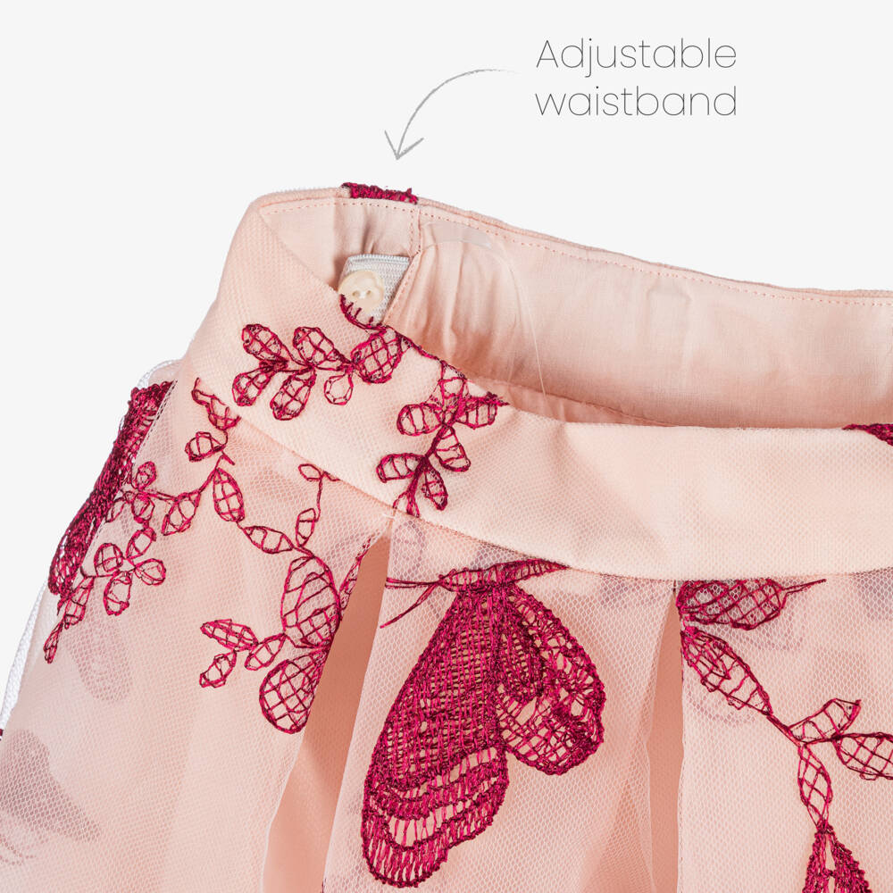 Coeur by Childrensalon-Girls Embroidered Butterfly Pink Skirt Set | Childrensalon