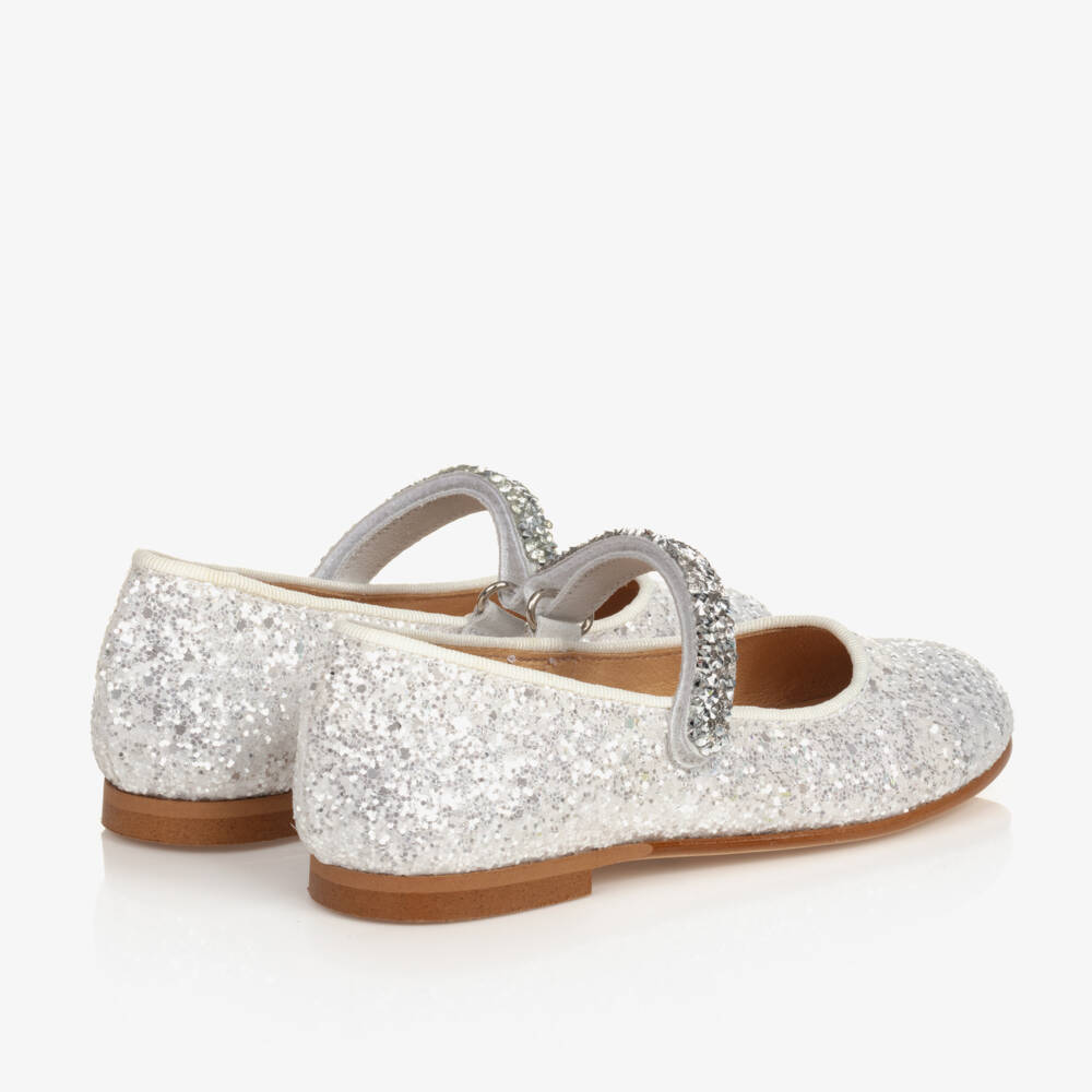 Coeur by Childrensalon-حذاء ماري جين لون عاجي وفضي لامع | Childrensalon