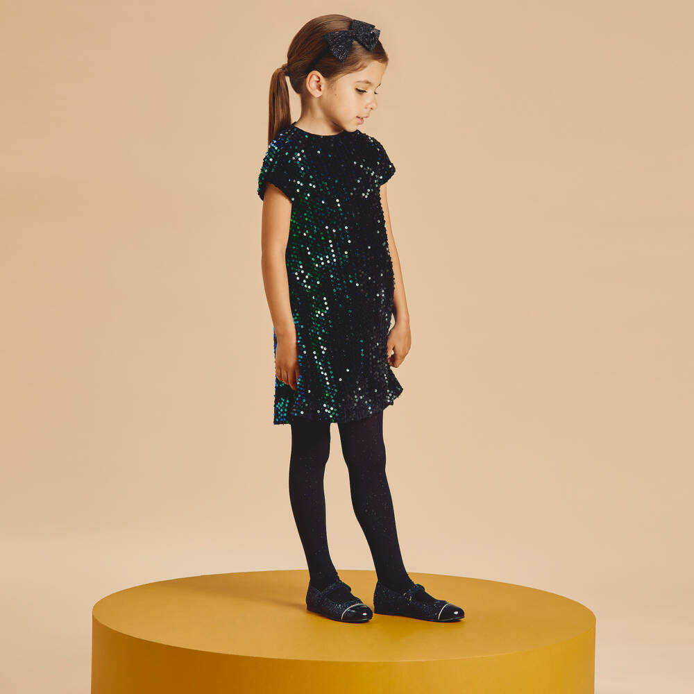 Coeur by Childrensalon-Girls Glittery Navy Blue Mary Jane Shoes | Childrensalon