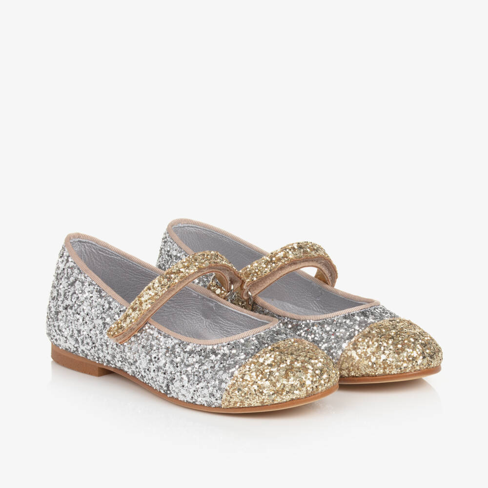 Coeur by Childrensalon-Girls Glittery Silver & Gold Mary Jane Shoes | Childrensalon