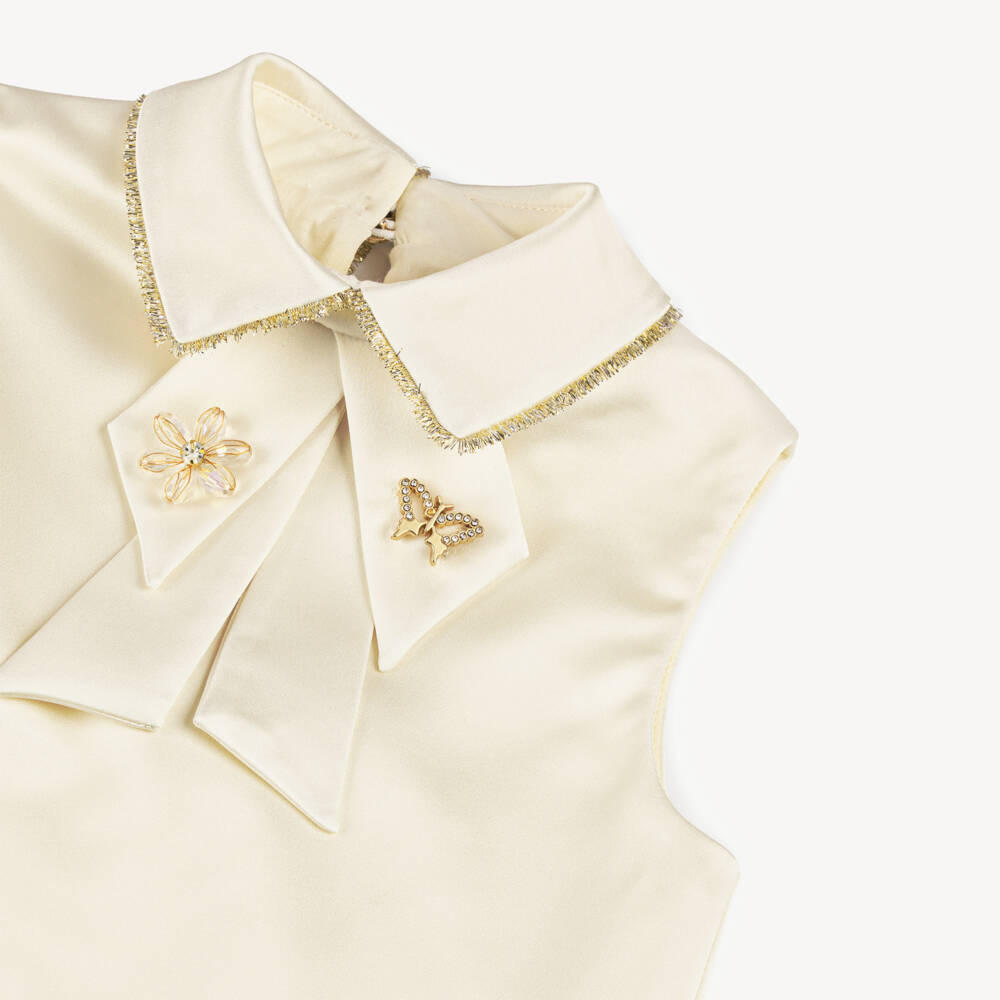Coeur by Childrensalon-Girls Gold Butterfly Georgette Skirt Set | Childrensalon
