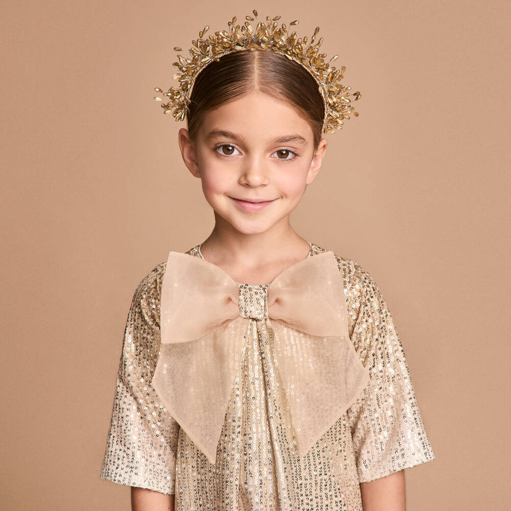 Coeur by Childrensalon-Girls Gold Ombré Sequinned Dress | Childrensalon