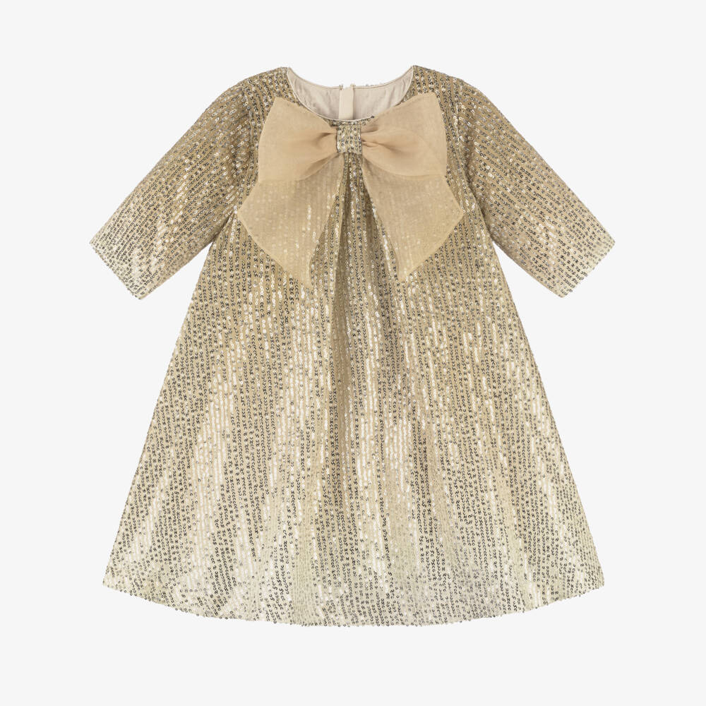 Coeur by Childrensalon-Girls Gold Ombré Sequinned Dress | Childrensalon